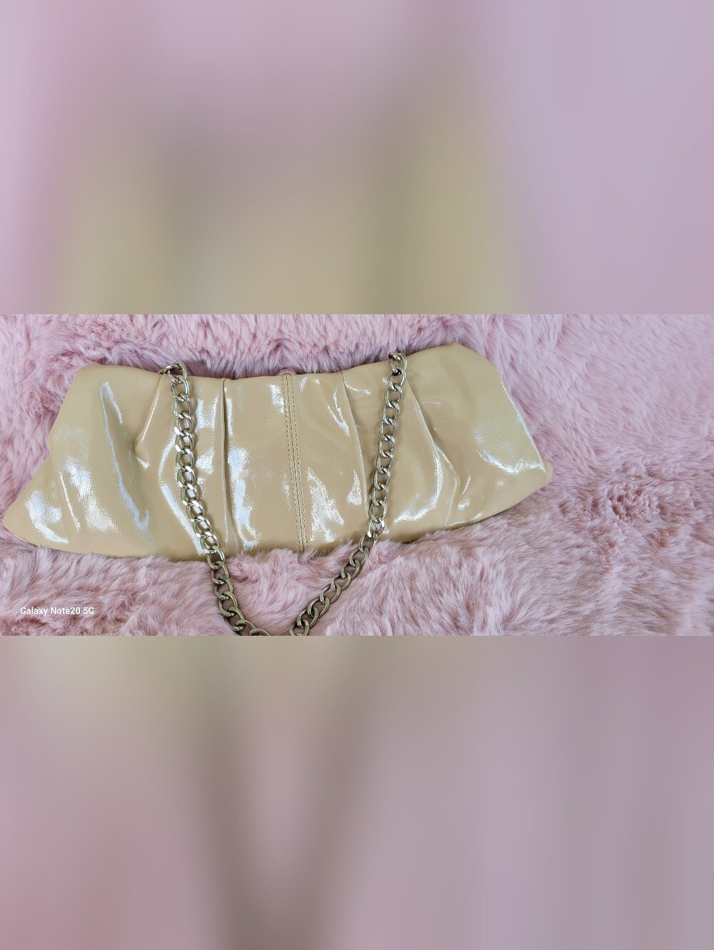 vintage Express ruched patent leather baguette handbag